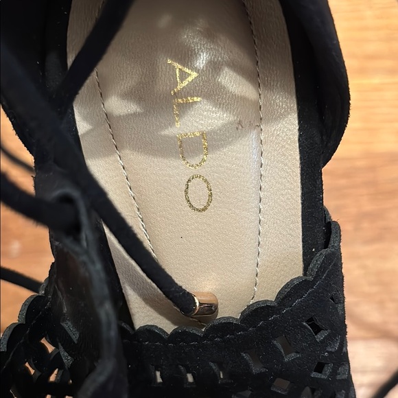 Aldo Black Stiletto Heels with Ankle Straps - Picture 2 of 12